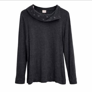 Chicos Dark Gray Draped Cowl Neck Sweater Sz 3 (XL)